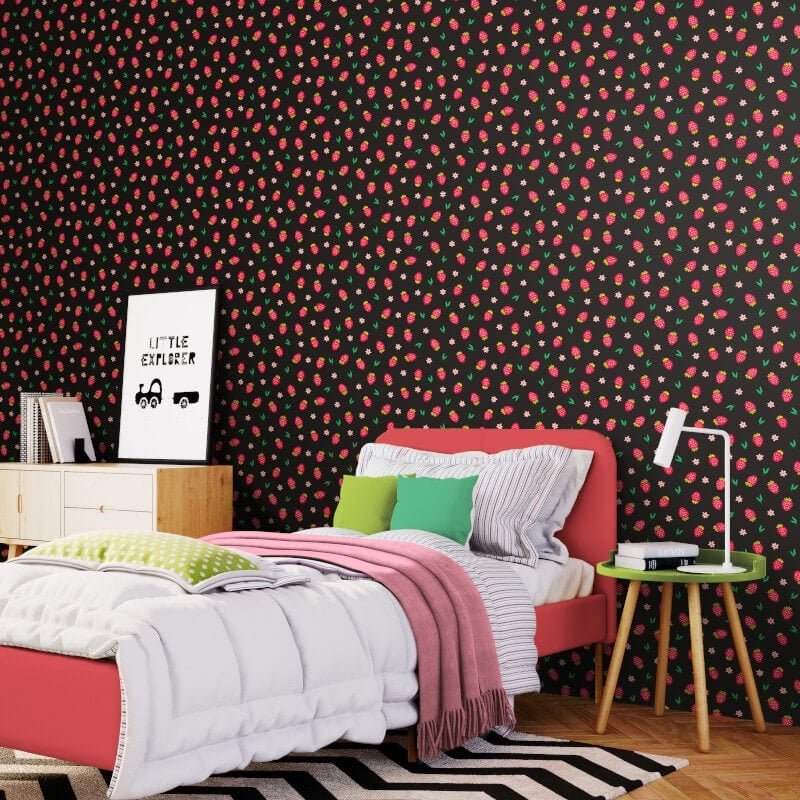 Strawberry Sprinkles Wallpaper - Liquorice - Hoopla Walls - HWA1286W - Premier Wallcovering