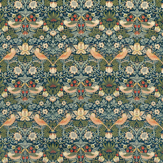 Strawberry Thief Velvet Fabric - Mulberry/Slate - Morris & Co - 236931 - Premier Wallcovering