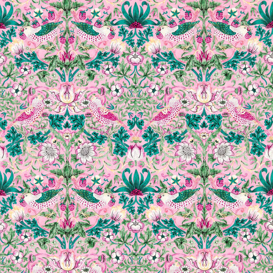 Strawberry Thief Wallpaper - Miami Strip - 510021 - Morris & Co - Premier Wallcovering