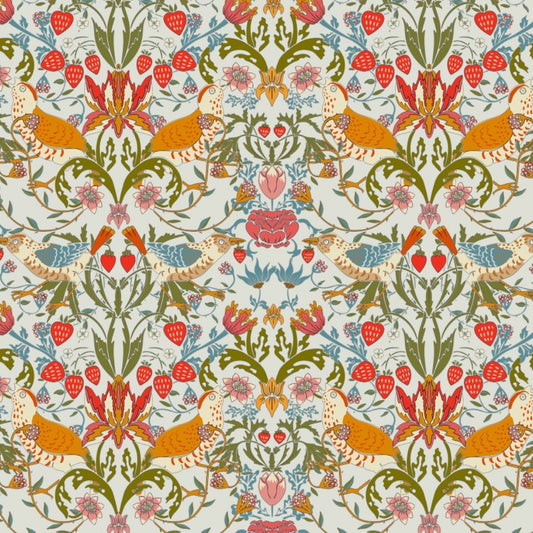 Morris Collections - 1024 - Strawberry Thief Wallpaper - Grey Sky - Premier Wallcovering