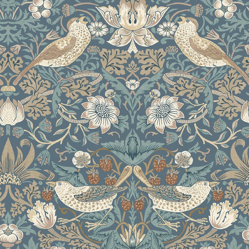 Strawberry Thief Wallpaper - Washed Blue - 140503 - William Morris - Premier Wallcovering