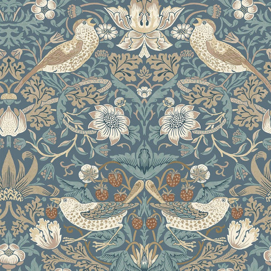Strawberry Thief Wallpaper - Washed Blue - 140503 - William Morris - Premier Wallcovering