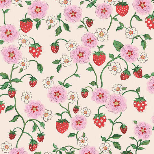 Strawberry Wallpaper - Pink - 125531 - Cath Kidston - Premier Wallcovering