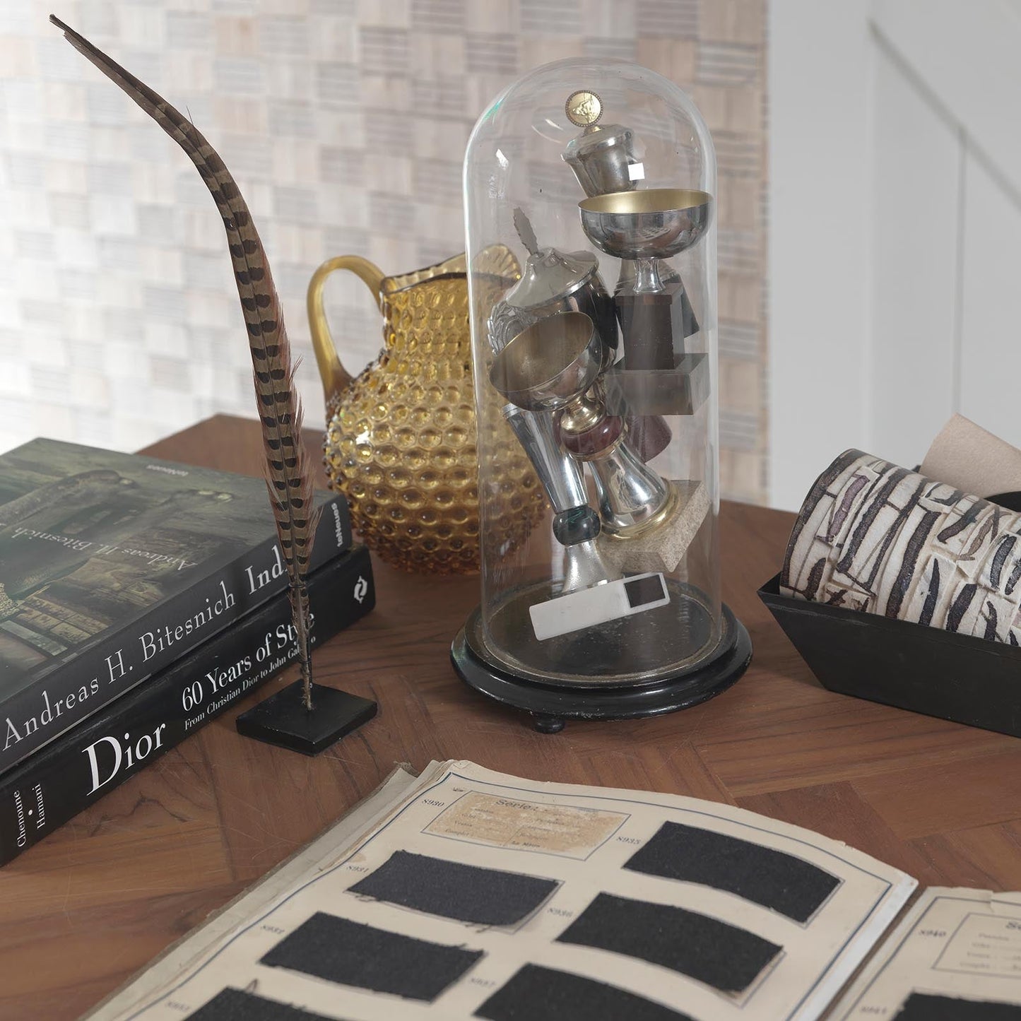 Striped Squares Remixed Wallpaper - Beige - NLXL - REM - 05 - Premier Wallcovering