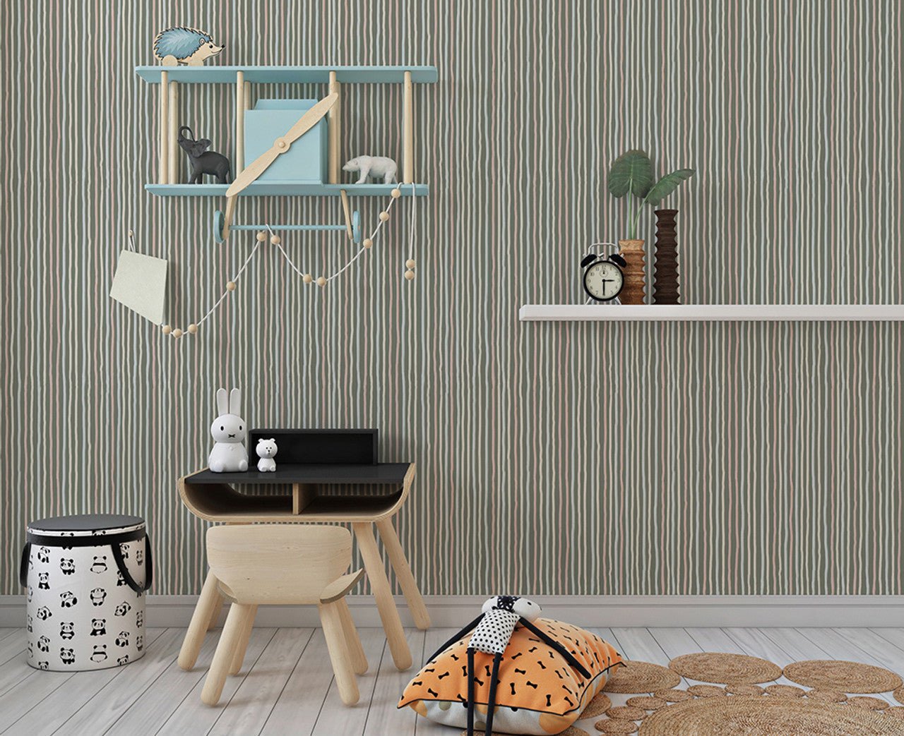 Stripes Great Kids Wallpaper - Dark Green - Hohenberger - 26846 - Premier Wallcovering