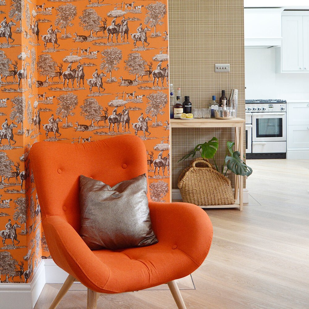 Studley Wallpaper - Bright Coral - Timothy Wilman - TW2472 - Premier Wallcovering