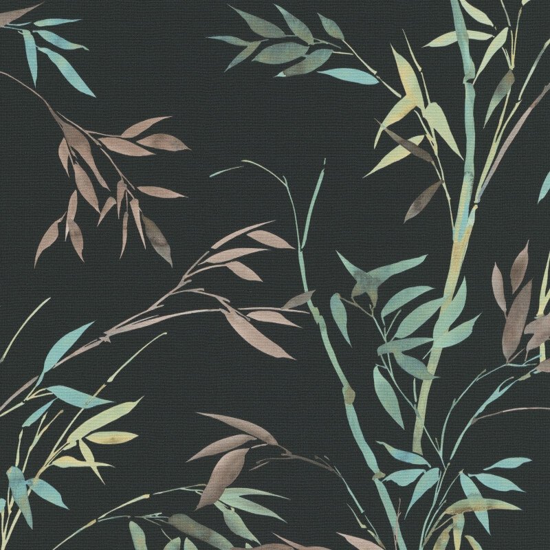 Stunning Bamboo Leaf Wallpaper - Black - Erismann - 10388 - 15 - Premier Wallcovering