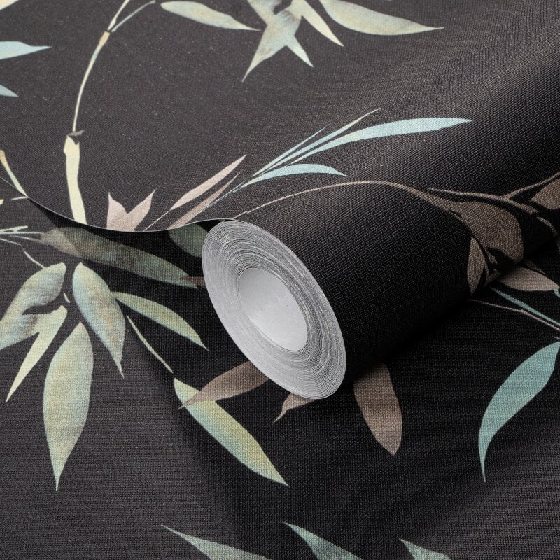 Stunning Bamboo Leaf Wallpaper - Black - Erismann - 10388 - 15 - Premier Wallcovering