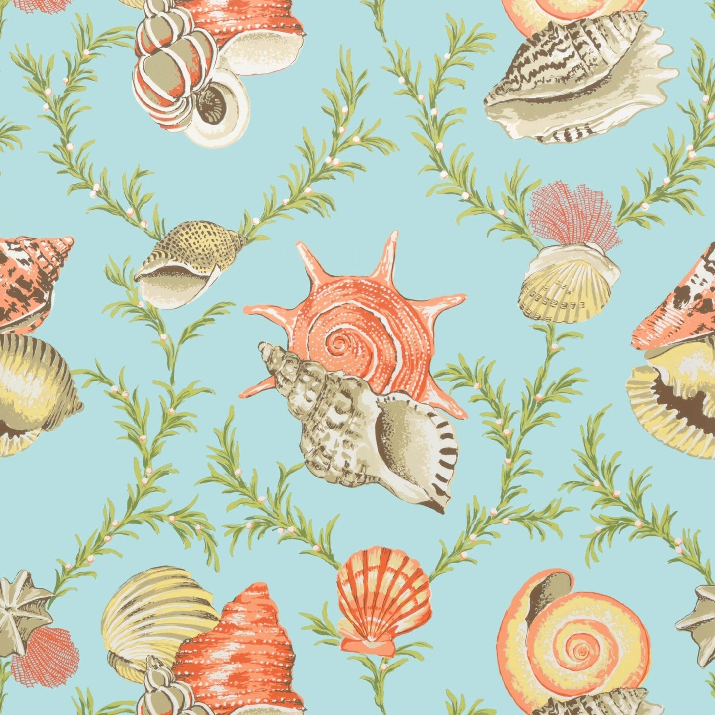 Sumba Shell Wallpaper - Sky Blue - Thibaut - T5746 - Premier Wallcovering