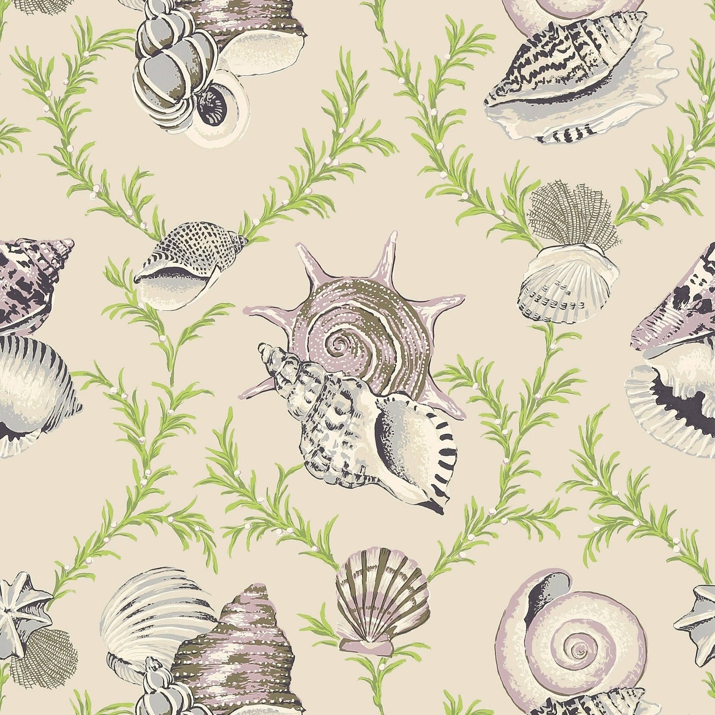 Sumba Shell Wallpaper - Grey on Natural - Thibaut - T5748 - Premier Wallcovering