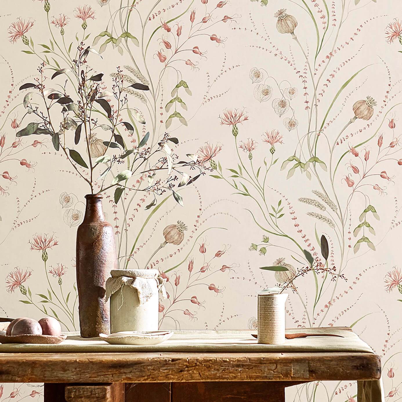 Summer Harvest Wallpaper - Claret/Olive - Sanderson - DEBB216495 - Premier Wallcovering