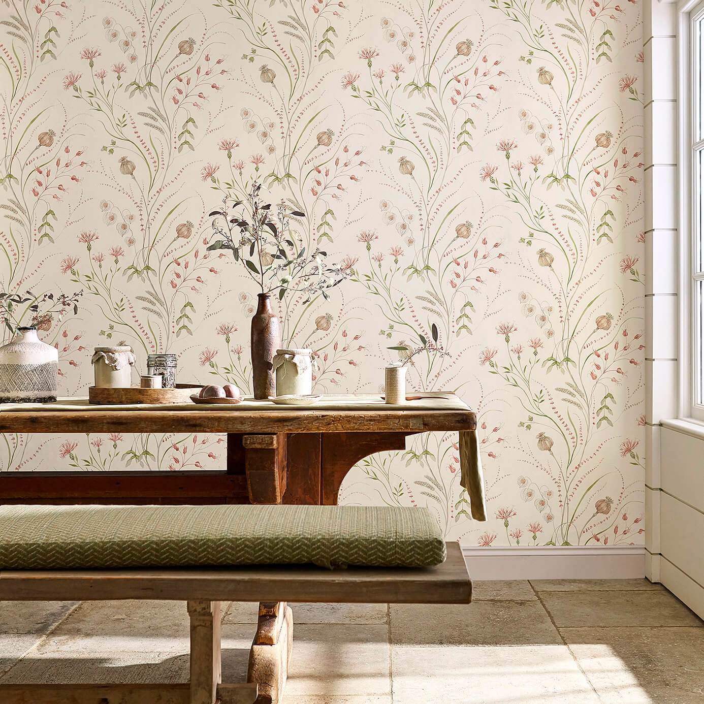 Summer Harvest Wallpaper - Claret/Olive - Sanderson - DEBB216495 - Premier Wallcovering