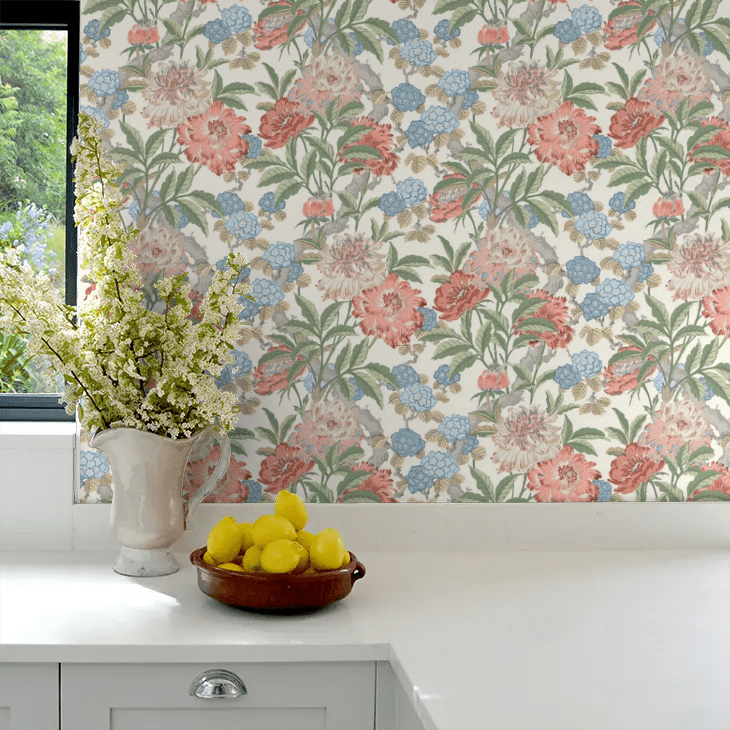 Summer Peony Wallpaper - Red/ Green - GP & J Baker - BW45095/7 - Premier Wallcovering