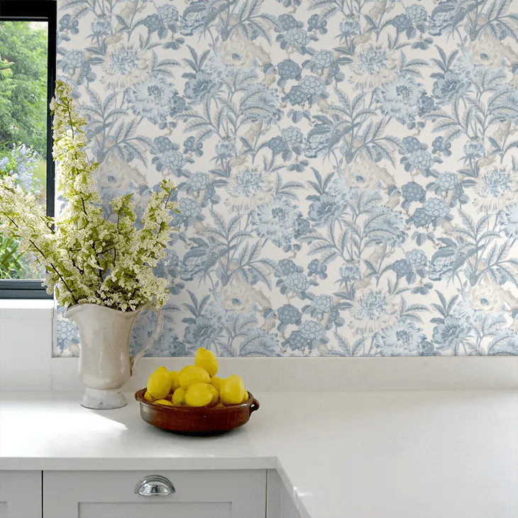 Summer Peony Wallpaper - Blue - GP & J Baker - BW45095/1 - Premier Wallcovering