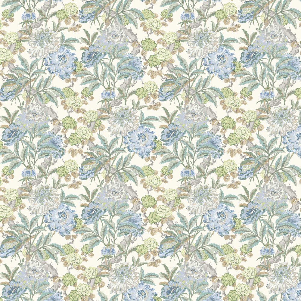 Summer Peony Wallpaper - Aqua - GP & J Baker - BW45095/4 - Premier Wallcovering