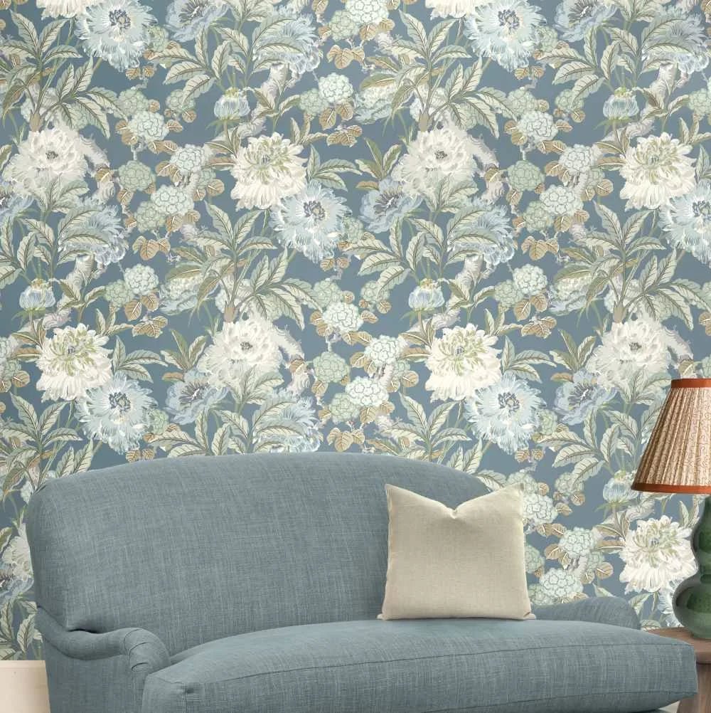Summer Peony Wallpaper - Denim - GP & J Baker - BW45095/5 - Premier Wallcovering