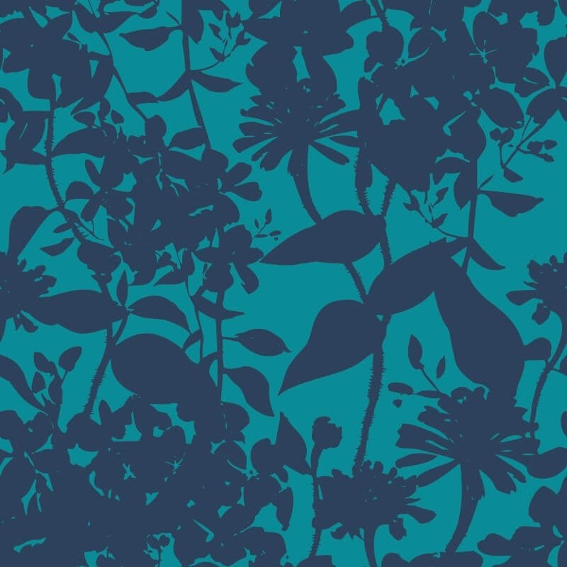 Summer Silhouette Wallpaper - Ink/Teal - Hoopla Walls - HWA1222W - Premier Wallcovering