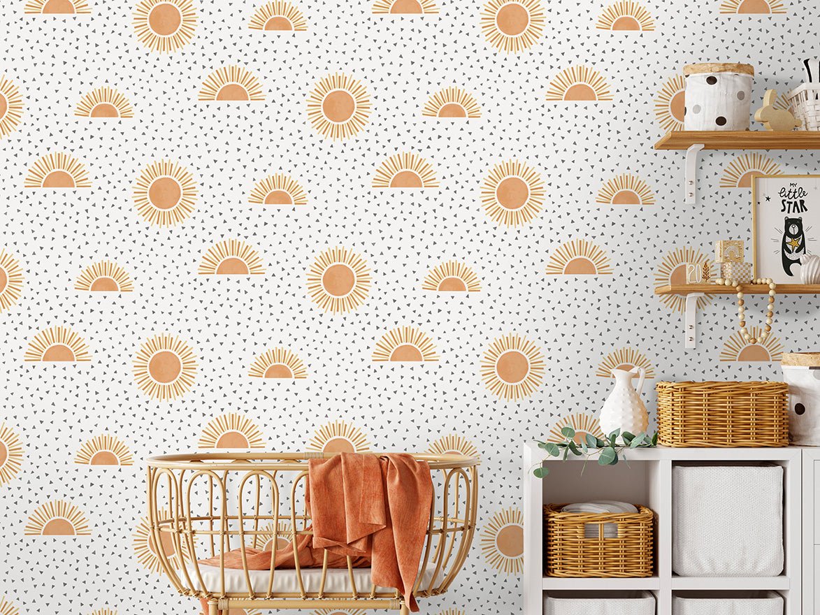 Sunbeam Wallpaper - White/Orange - Holden Décor - 13320 - Premier Wallcovering