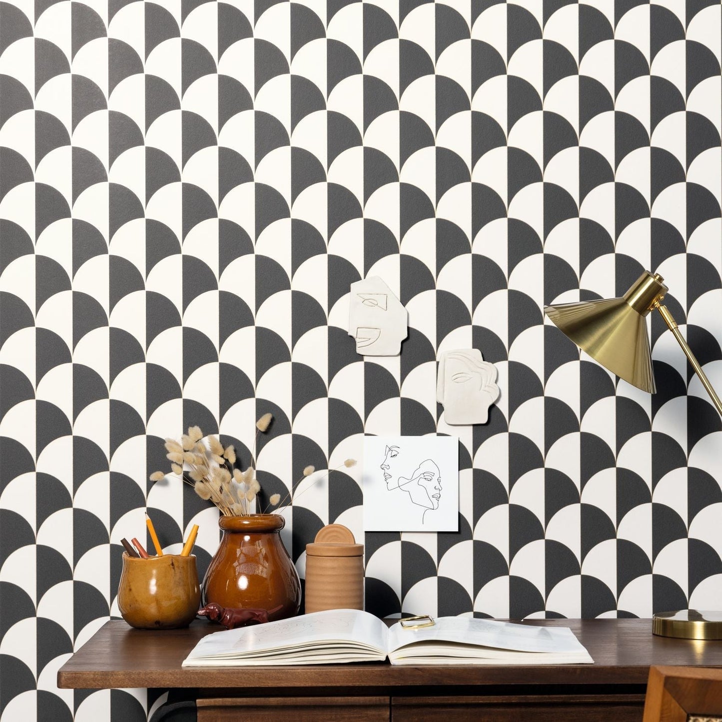 Sundown Wallpaper - Blanc Noir - Caselio - 104240926 - Premier Wallcovering