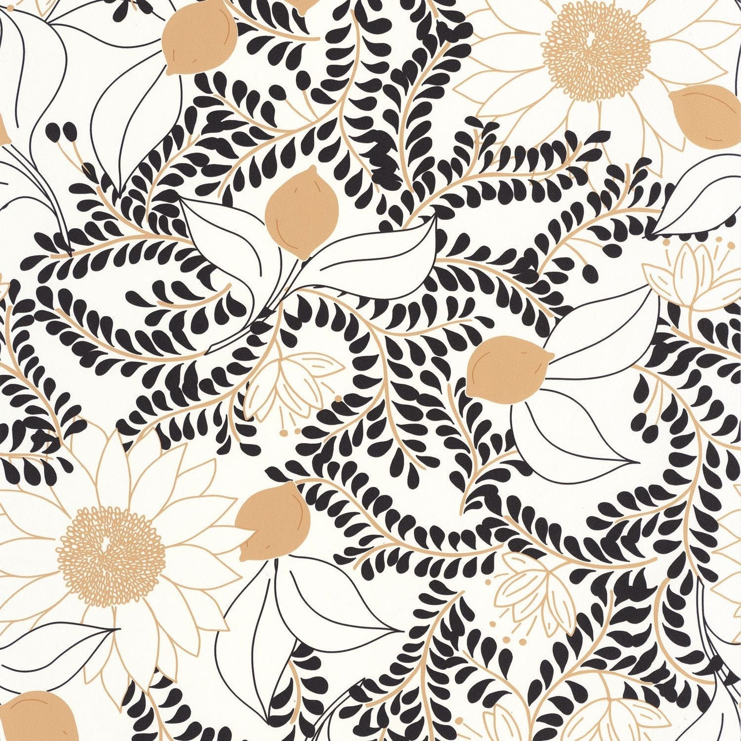 Sunflower Wallpaper - Noir blanc - Caselio - 106880936 - Premier Wallcovering