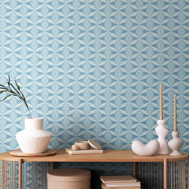 Sunray Diamond Wallpaper - Blue - Hoopla Walls - HWA1053W - Premier Wallcovering