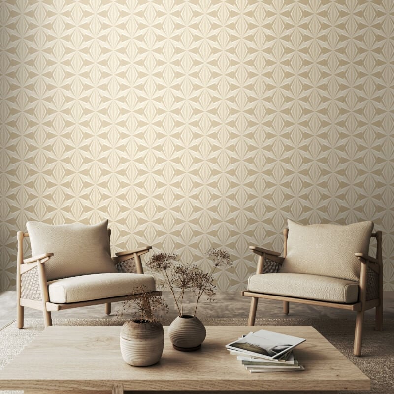 Sunray Diamond Wallpaper - Beige - Hoopla Walls - HWA1055W - Premier Wallcovering