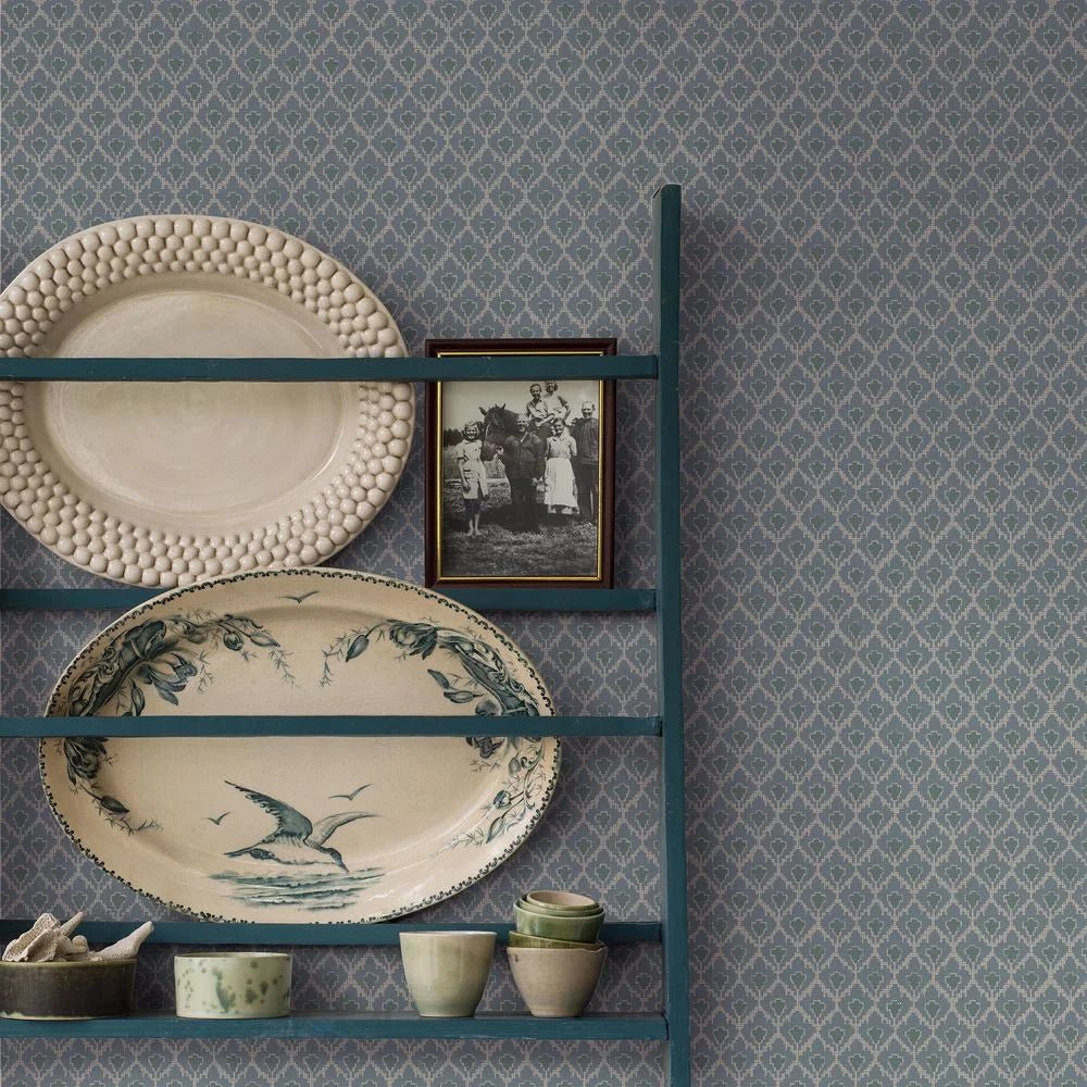 Svea Wallpaper - Blue - Boråstapeter - 8076 - Premier Wallcovering