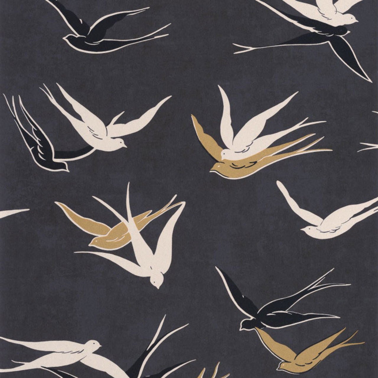 Swallow Twenties Wallpaper - Noir Reglisse - Casadeco - 88639595 - Premier Wallcovering