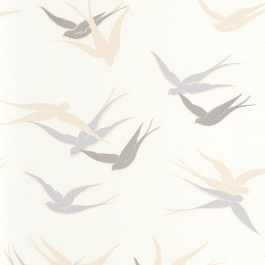 Swallow Twenties Wallpaper - Blanc Neige - Casadeco - 88630212 - Premier Wallcovering