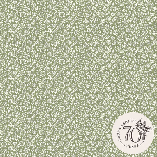 Sweet Alyssum Wallpaper - Moss Green - Laura Ashley - 121077 - Premier Wallcovering