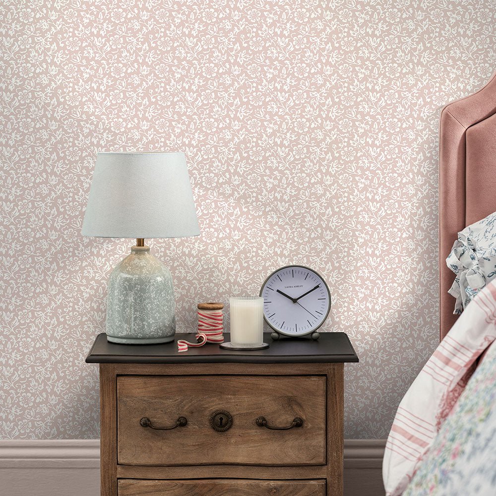 Sweet Alyssum Wallpaper - Plaster Pink - Laura Ashley - 140326 - Premier Wallcovering
