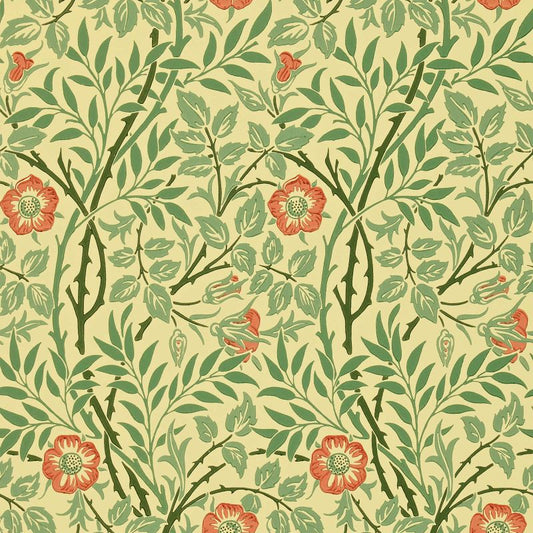 Sweet Briar Wallpaper - Green/Rust - Morris & Co - 210478 - Premier Wallcovering