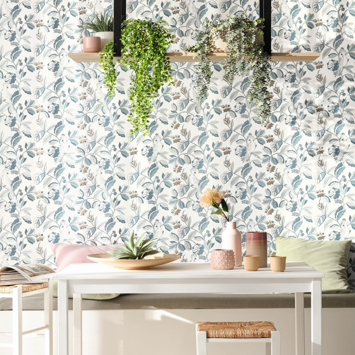 Sweet Feathers Wallpaper - Smoke Blue - Caselio - 102626023 - Premier Wallcovering