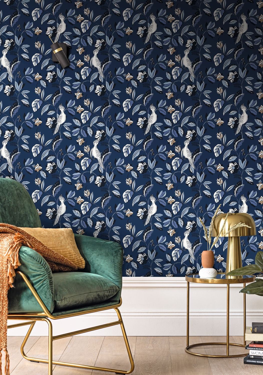 Sweet Feathers Wallpaper - Midnight Blue - Caselio - 102626220 - Premier Wallcovering