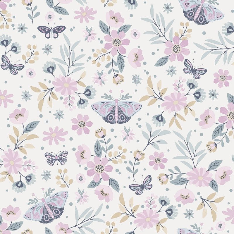 Sweet Meadow Metallic Wallpaper - Pink - Muriva - M58103 - Premier Wallcovering