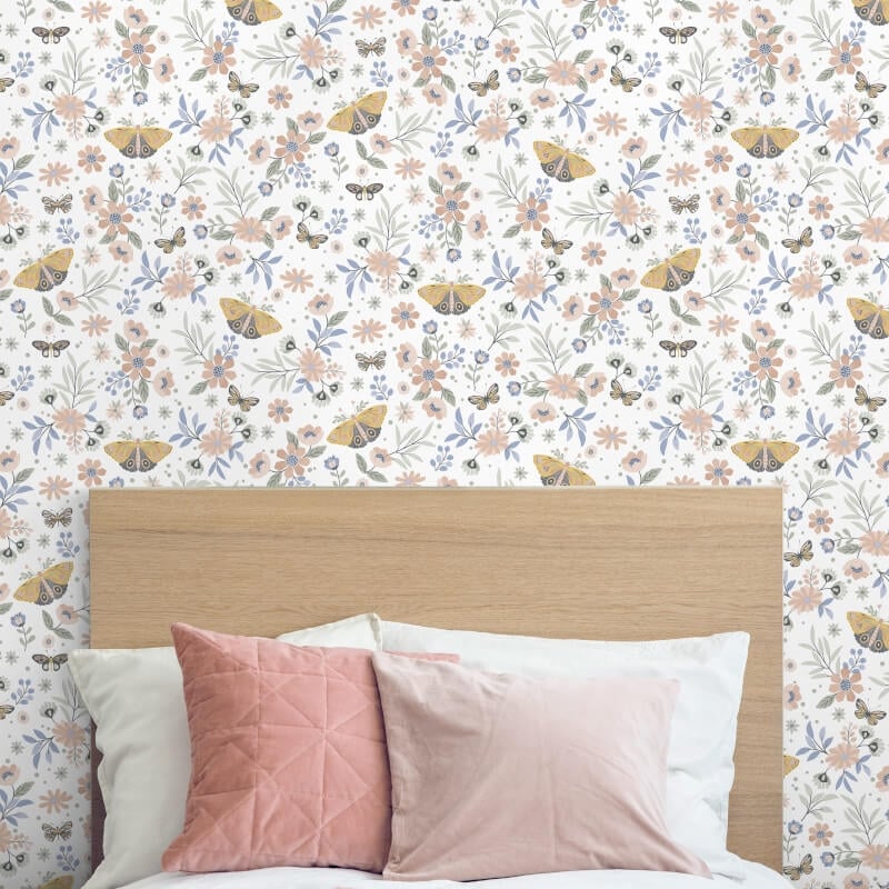 Sweet Meadow Metallic Wallpaper - Coral - Muriva - M58105 - Premier Wallcovering