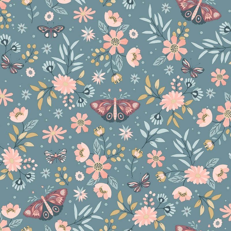 Sweet Meadow Metallic Wallpaper - Teal - Muriva - M58104 - Premier Wallcovering
