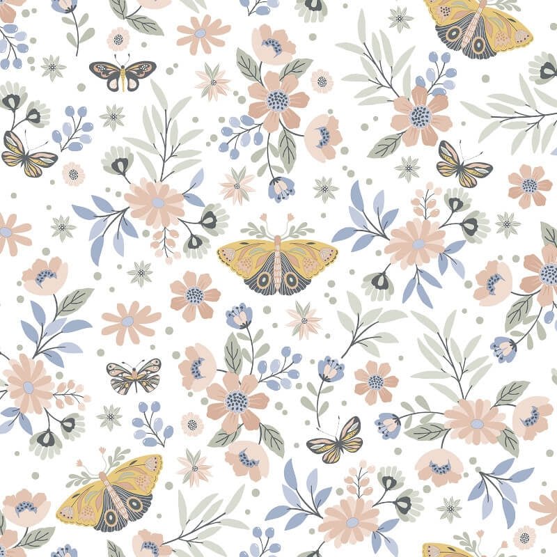 Sweet Meadow Metallic Wallpaper - Coral - Muriva - M58105 - Premier Wallcovering