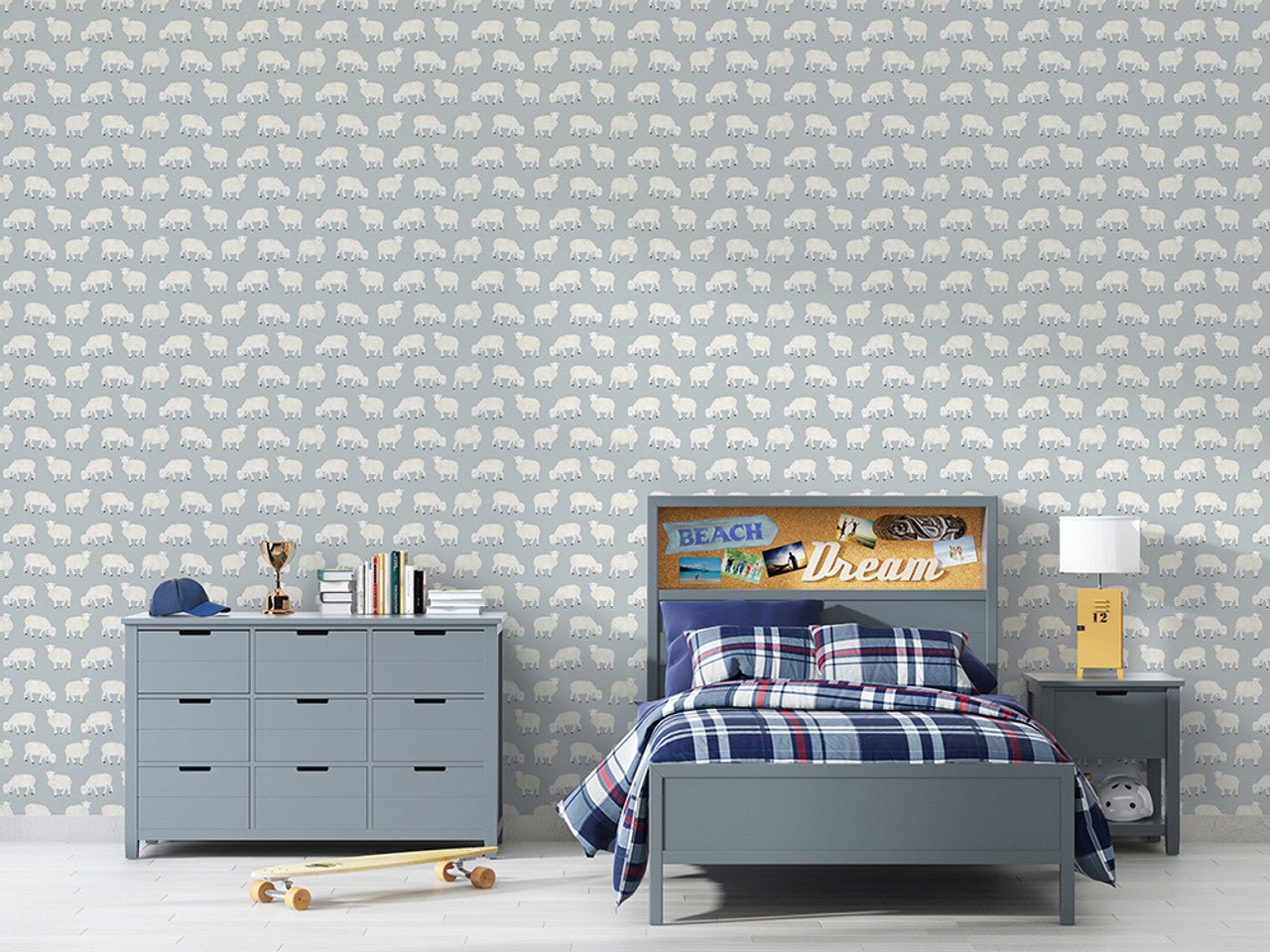Sweet Sheep Great Kids Wallpaper - Light Blue - Hohenberger - 26829 - Premier Wallcovering
