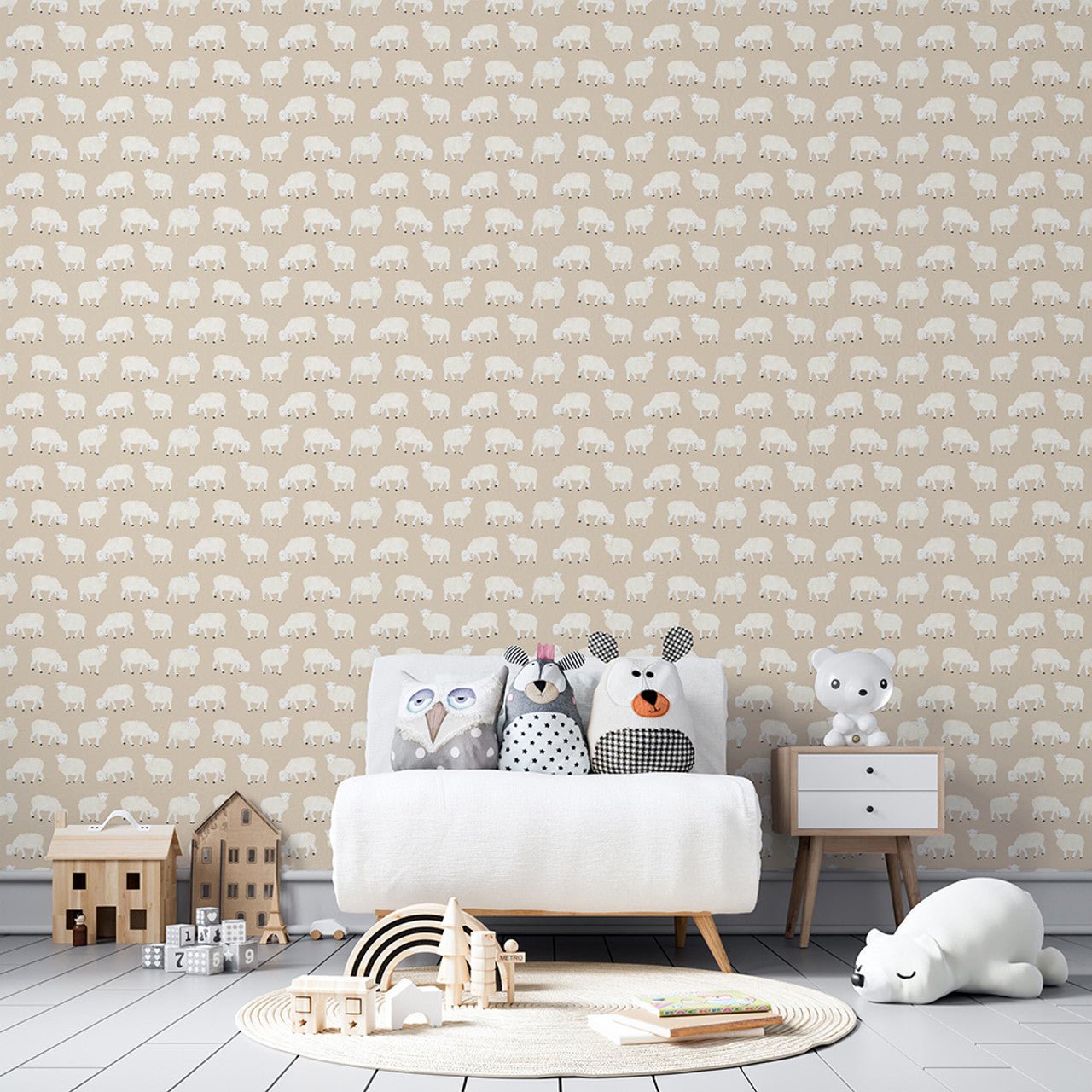 Sweet Sheep Great Kids Wallpaper - Beige - Hohenberger - 26830 - Premier Wallcovering