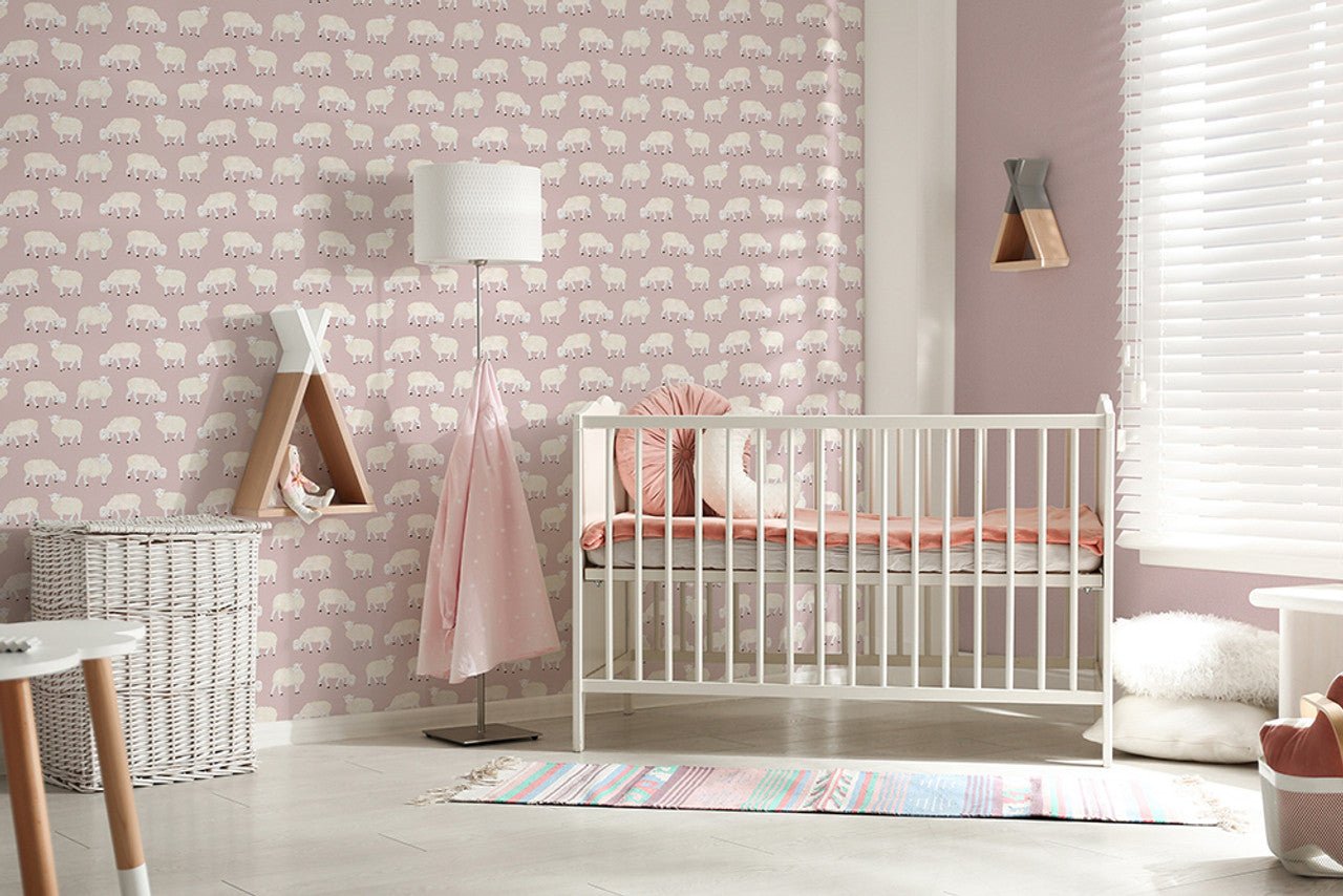 Sweet Sheep Great Kids Wallpaper - Rose - Hohenberger - 26827 - Premier Wallcovering