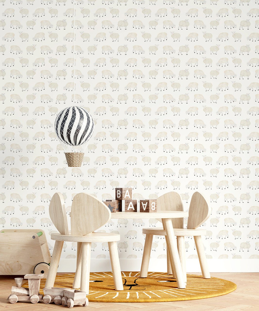 Sweet Sheep Great Kids Wallpaper - Beige - Hohenberger - 26830 - Premier Wallcovering