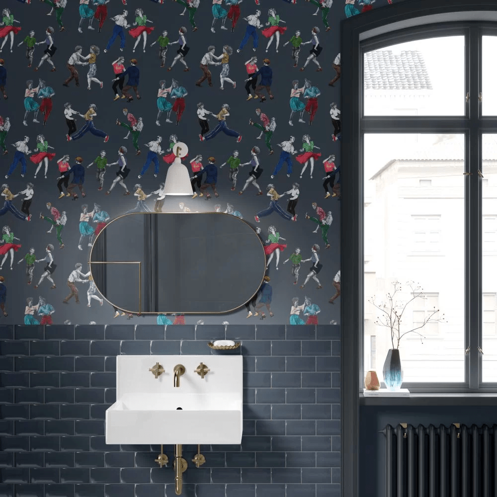 Swing Time Wallpaper - Blue - The Graduate Collection - AH1SWINGBLUE - Premier Wallcovering
