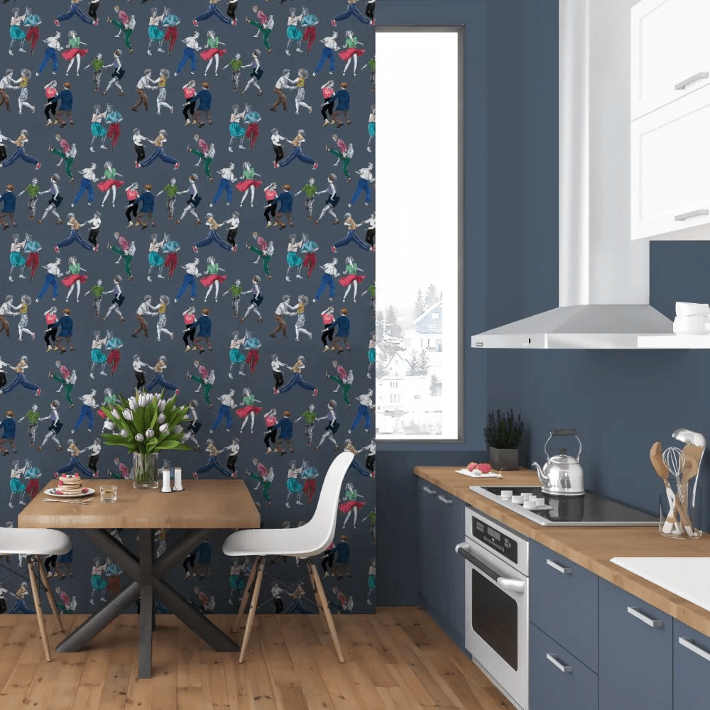 Swing Time Wallpaper - Blue - The Graduate Collection - AH1SWINGBLUE - Premier Wallcovering