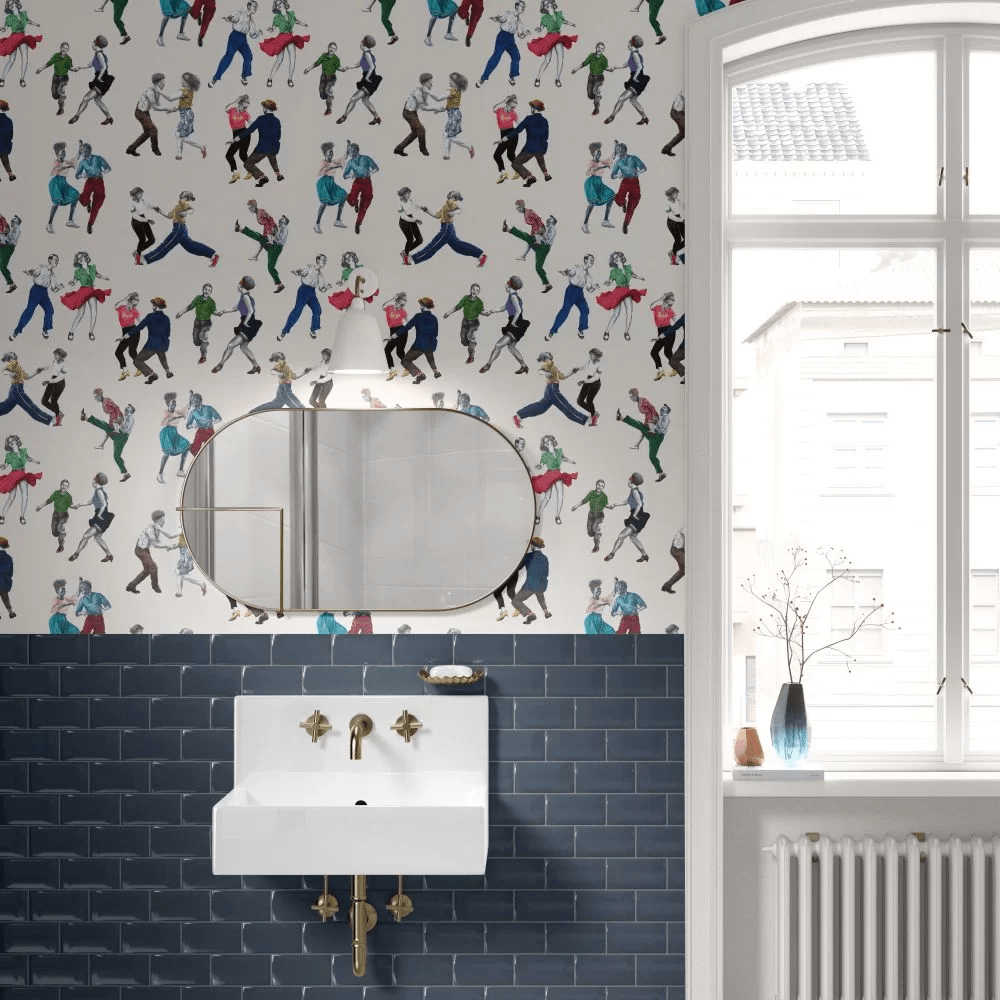 Swing Time Wallpaper - Cream - The Graduate Collection - AH1SWINGCREAM - Premier Wallcovering