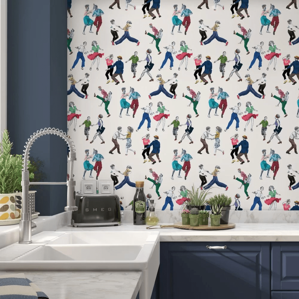 Swing Time Wallpaper - Cream - The Graduate Collection - AH1SWINGCREAM - Premier Wallcovering