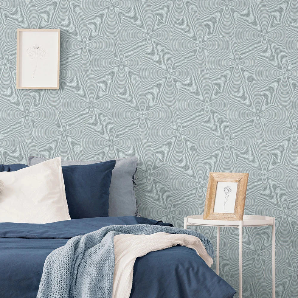 Swirl Geo Wallpaper - Light Blue - NextWall - NW56702 - Premier Wallcovering