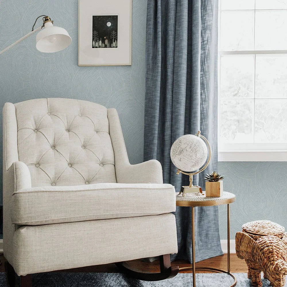 Swirl Geo Wallpaper - Light Blue - NextWall - NW56702 - Premier Wallcovering