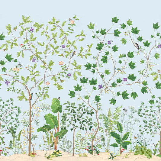 Sycamore and Oak Wallpaper - Sky Blue - DABW217212 - Sanderson - Premier Wallcovering