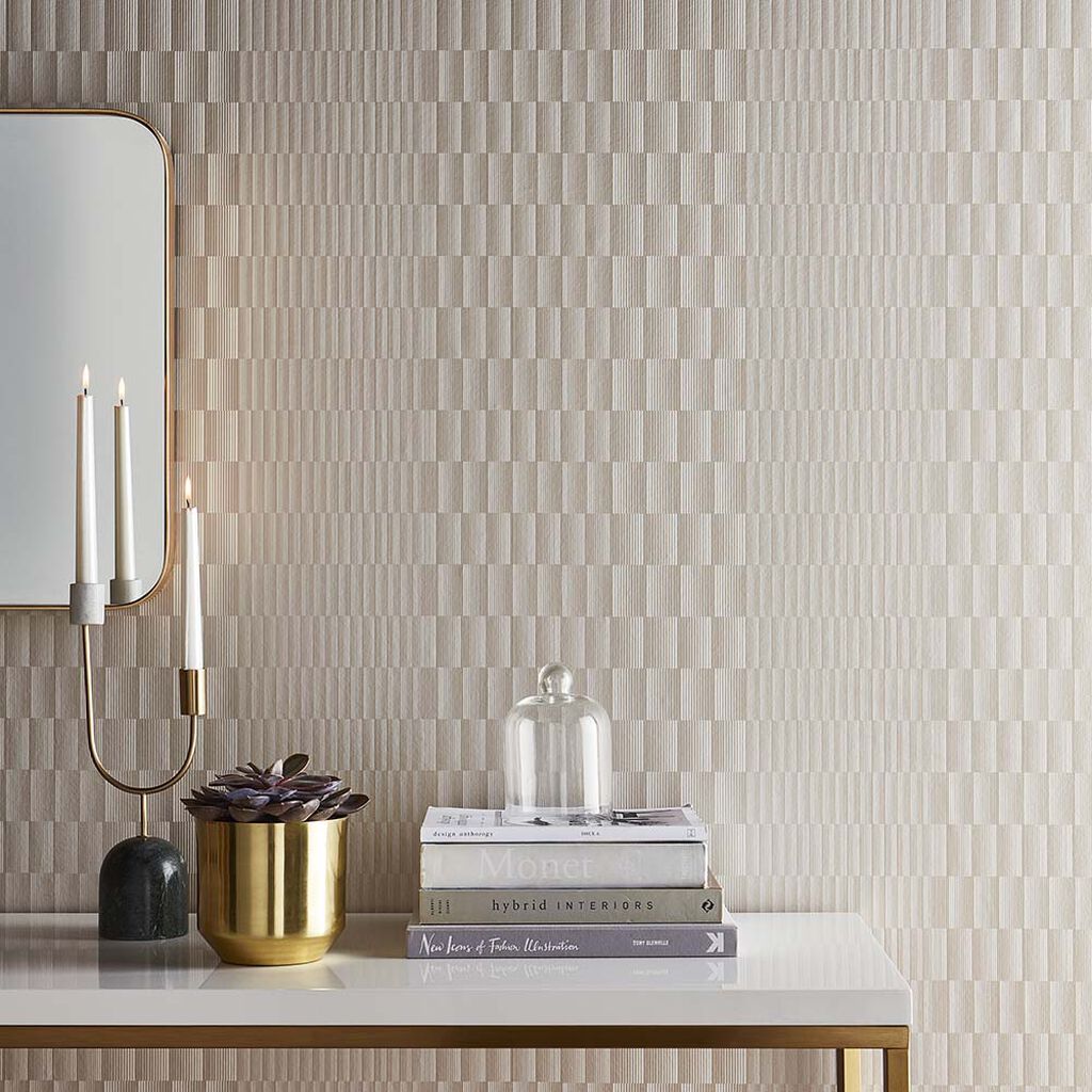 Symmetry Wallpaper - Soft Gold - Graham & Brown - 105119 - Premier Wallcovering